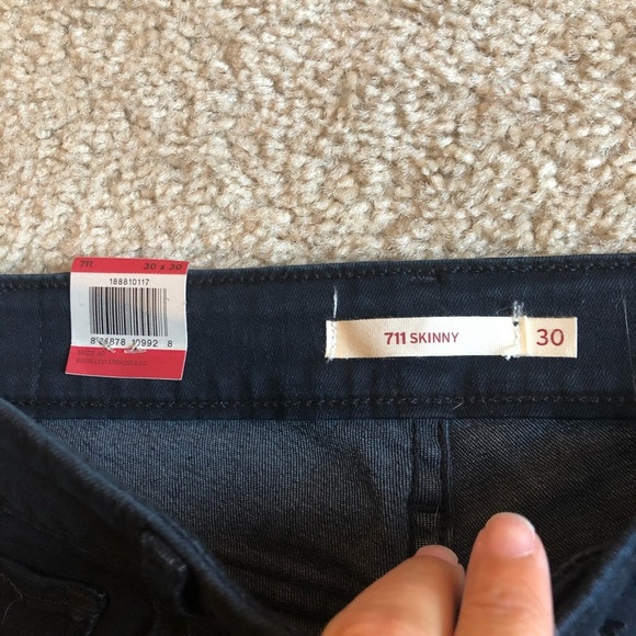 Levi’s 711 Skinny blue mid rise distressed denim jeans pants zip up 30 x 30 - Picture 6 of 9